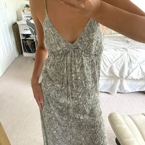 Grey Pattern Maxi Backless Dress